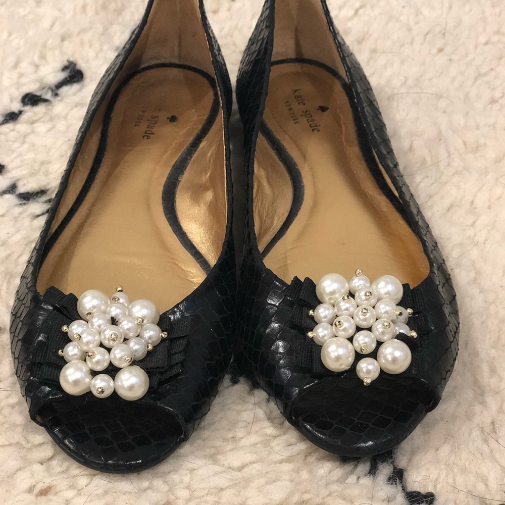 Kate Spade Peep Toe Black Flats